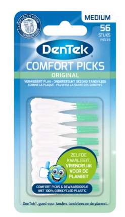 Dentek Comfort Picks Eco-Friendly | Medium | 40 stuks met reisdoosje