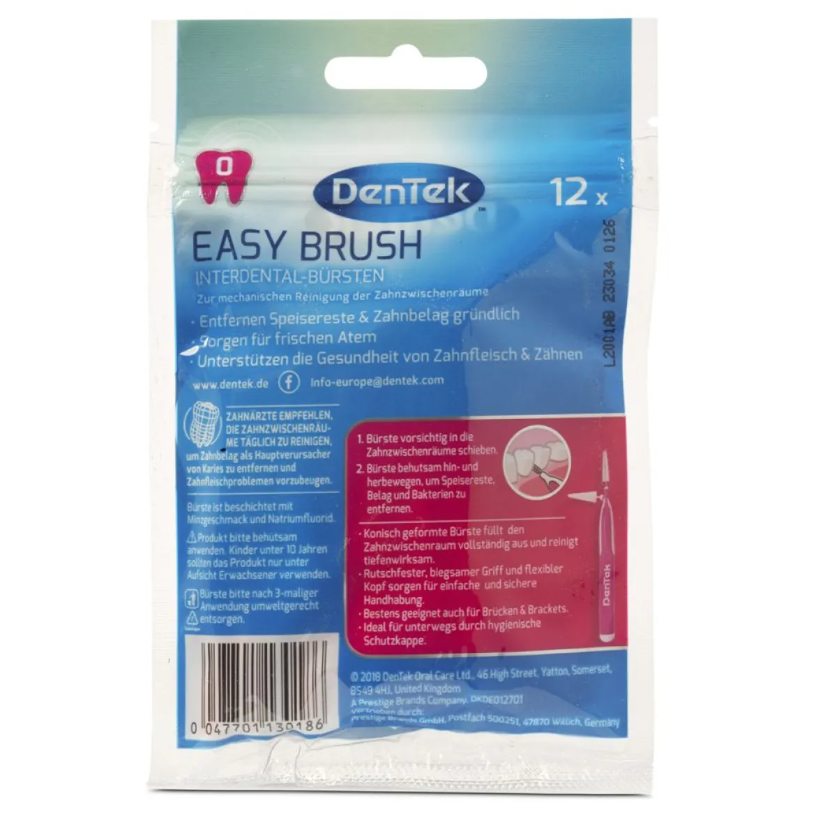 Dentek Easy Brush Ultrafijne interdentale ragers met Mint- en Fluoridecoating | ISO 0 - 0,4mm | 12 stuks