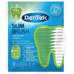 Dentek Slim Brush Fine Rager met Mint- en Fluoridecoating ISO 1 (0,45mm) | 32 stuks