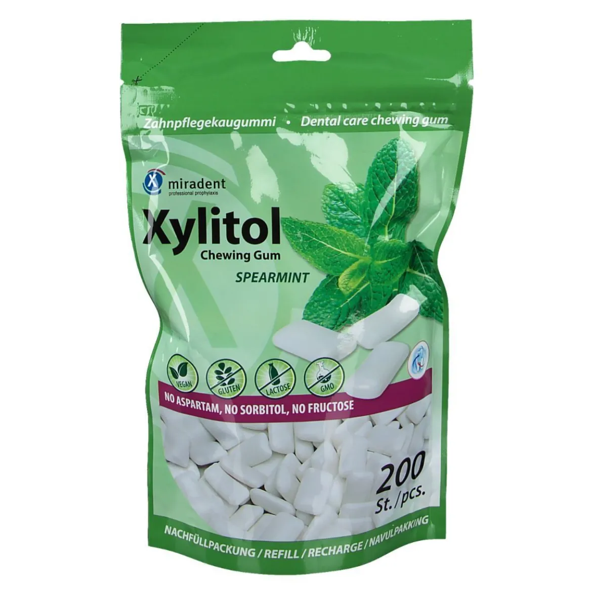 Miradent Xylitol Chewing Gum Spearmint 200 stuks