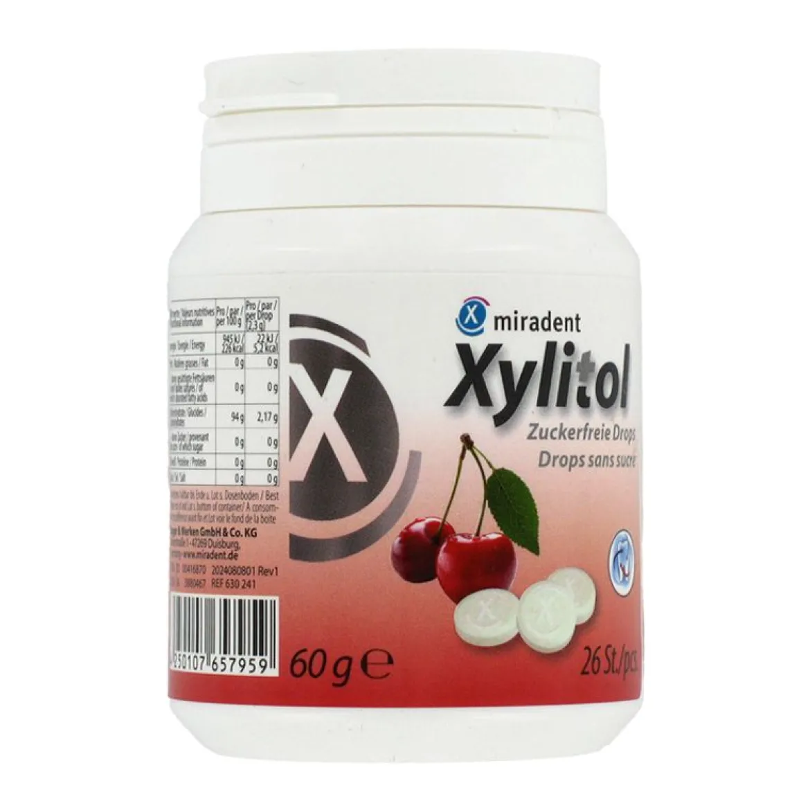 Miradent Xylitol Drops Zuigtabletten Sterke Tanden (Kers)