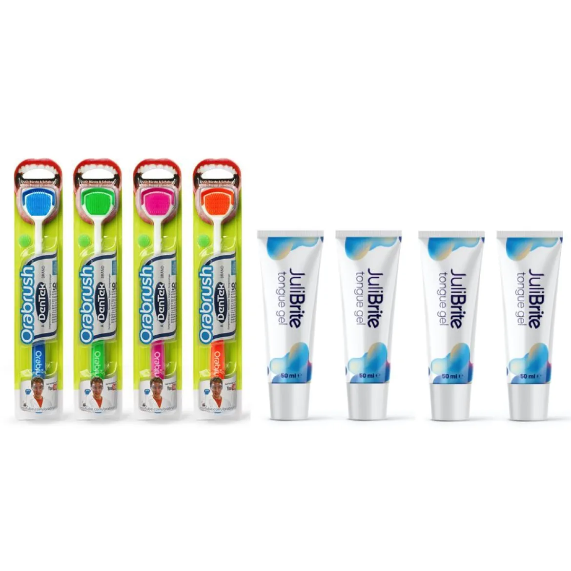 OraBrush Family 4 Orabrush + 4 Gel
