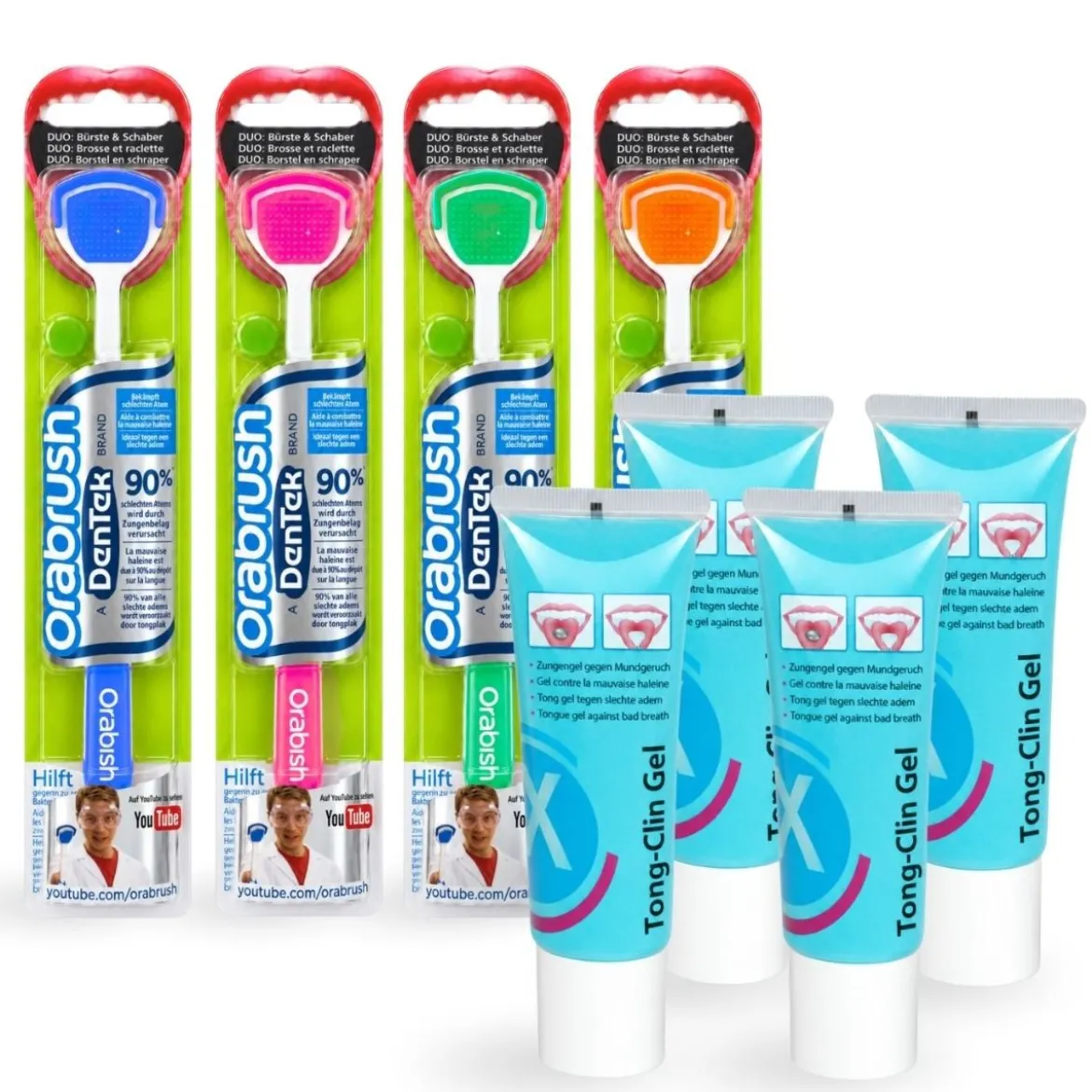 OraBrush Family 4 Orabrush + 4 Gel